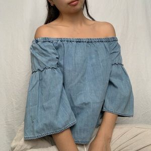 Madewell Azalea Denim Off The Shoulder Top
